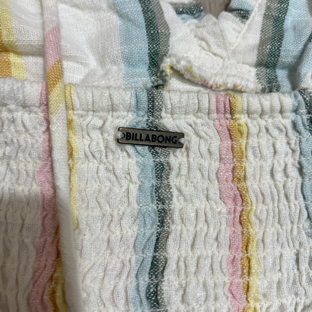 Billabong x The Salty Blonde Pastel Striped Ruffle Crop Cami Top Women's Size S - Picture 4 of 8